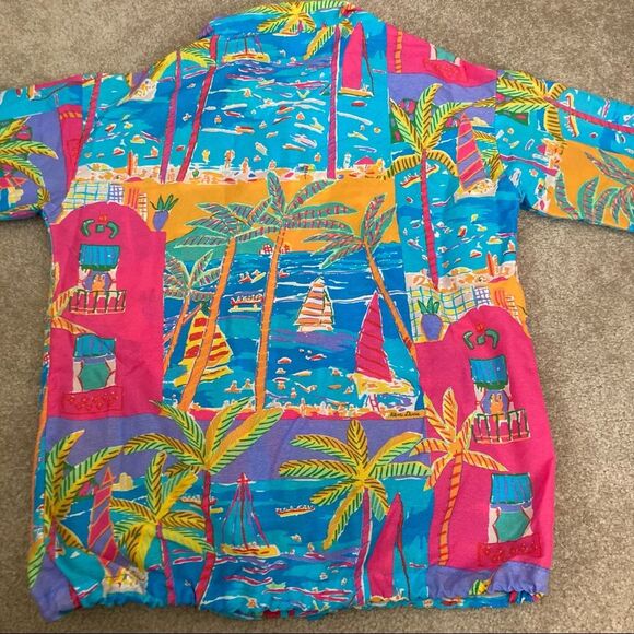 Vintage Ken Done 1990 windbreaker Jacket Turquoise Blue Pink size small - Picture 9 of 12